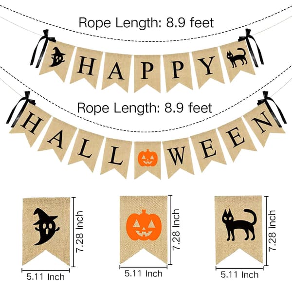 Glad Halloween Jutebanner Gresskar Heks 2 stk Hjemmefestdekorasjon