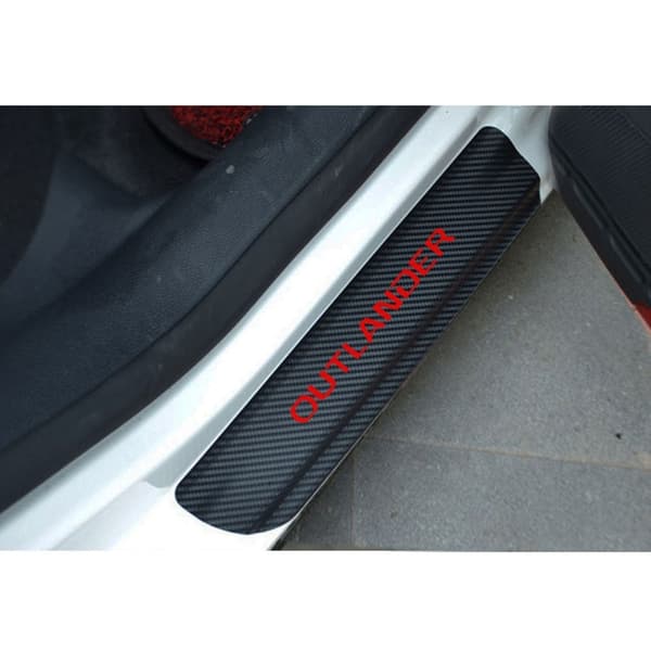 Kolfiber Vinyl Dörrtröskelskydd för Mitsubishi Outlander Silver Silver