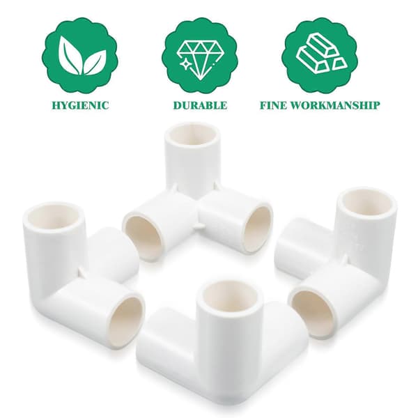 8 pcs 1 bag Three-way Joint Simple Pipe Fittings Connection Joints (White)