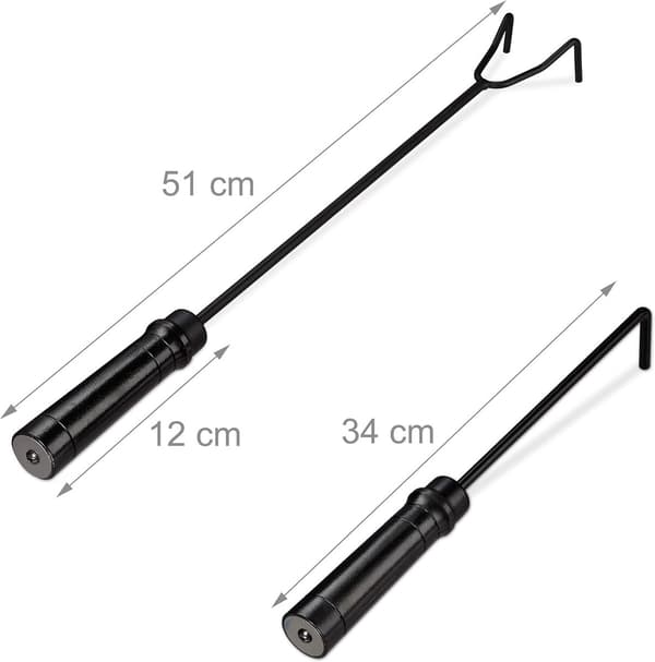 Set med 2 eldgafflar, ugn, öppen spis, eldkorg, stål, skrapa, svart askavvisande