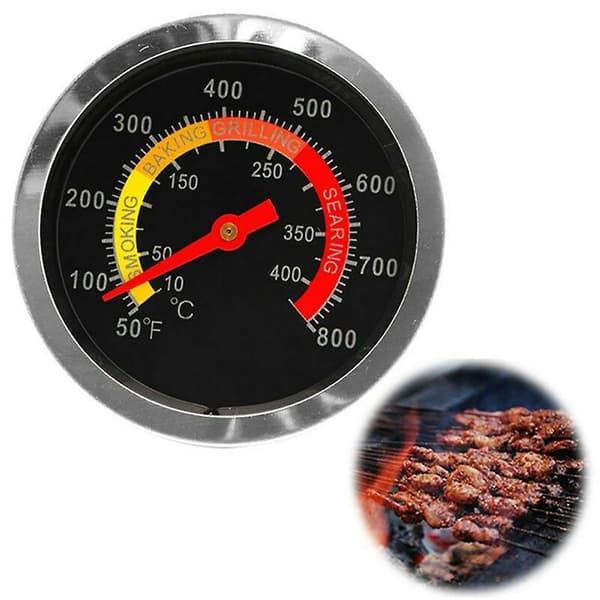Temperaturmåler i rustfritt stål for grill, grill og røyker