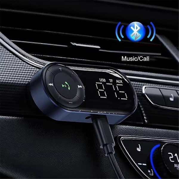 Bluetooth 5.2 FM Lähetin-vastaanotin autoon, Bass Stereo HiFi Audio Bluetooth -autoadapterin tuki