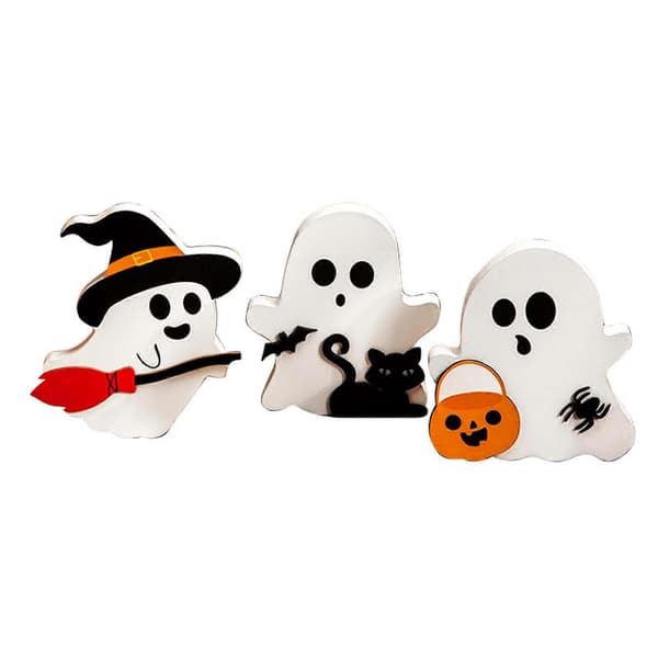 Halloween spøgelsesdekoration 3-delt sæt til bord og hylde