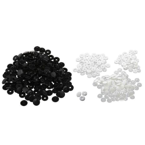 100 stk T3-knapper Trykknapper Scrapbooking Syknapper Svart + Hvit 2-pakning