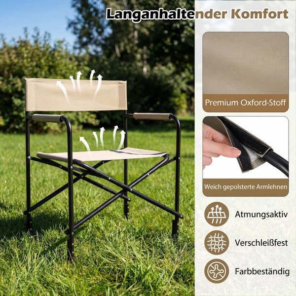 Hopfällbar regissörsstol med sidobord, 150 kg