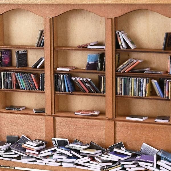 Angstdæmpende Bogreol Miniaturebibliotek Træbogreol 200 Bøger