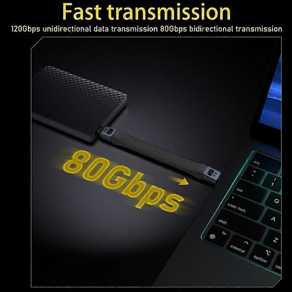 240W 8K 80Gbps USB-C / Typ-C - USB-C / Typ-C Thunderbolt 5 täyden toiminnon FPC-datakaapeli