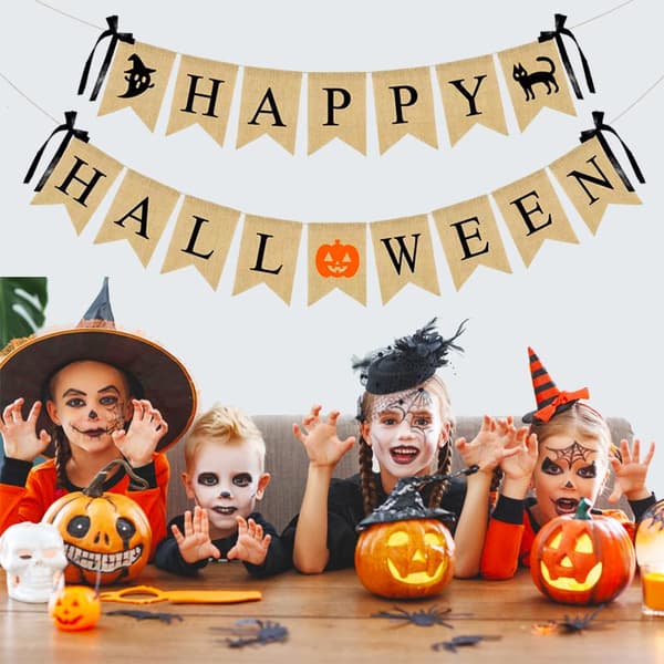 Glad Halloween Jutebanner Gresskar Heks 2 stk Hjemmefestdekorasjon