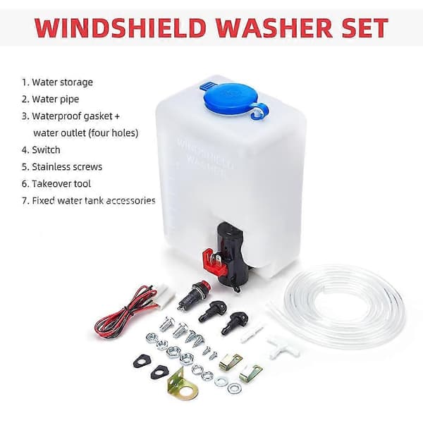 Windshield Washer Reservoir Pump Bottle Kit With Nozzles Wiring Water Pump Hose