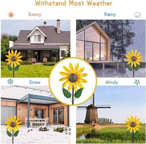 Sunflower Wind Spinner, 56 \" Metal Wind Spinner with Stake, Wind Spinners for Garden and Lawn Patio Decor