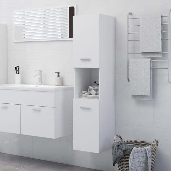 vidaXL Baderomsskap hvit 30x30x130 cm konstruert tre Vit white