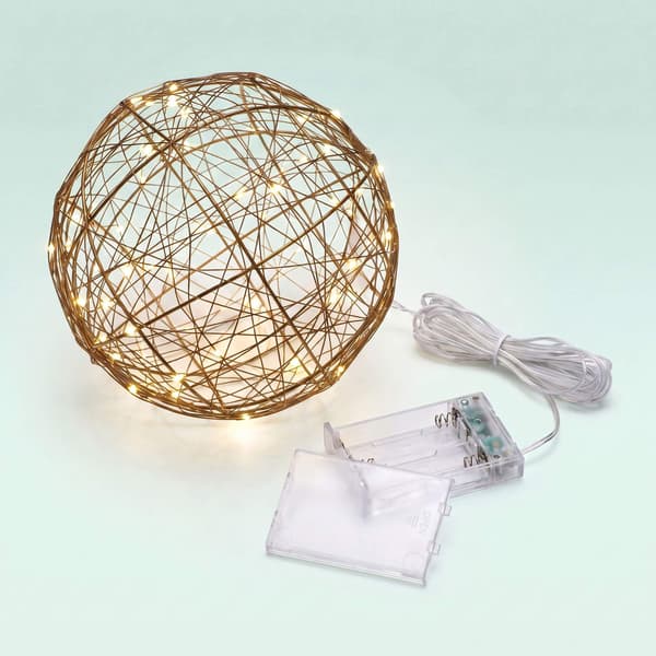 20 cm gullfarget LED-dekorball – varmhvitt lys