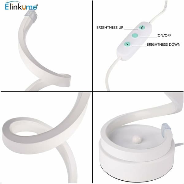 LED Spiral Sänglampa 12W Varmvitt, Bordslampa/Dekorativ Belysning för Sovrum Vardagsrum (Vit)