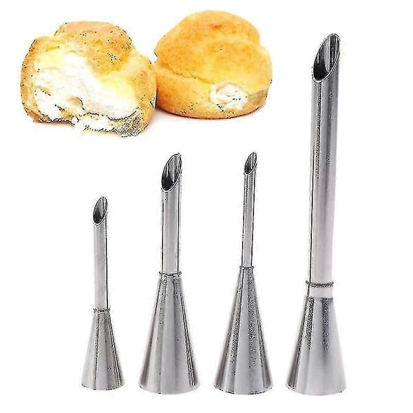4 stk Eclair Puff Dyser Cupcake Fyldningsrør Konditorsprøjte Flødesprøjter Shytmv Cy