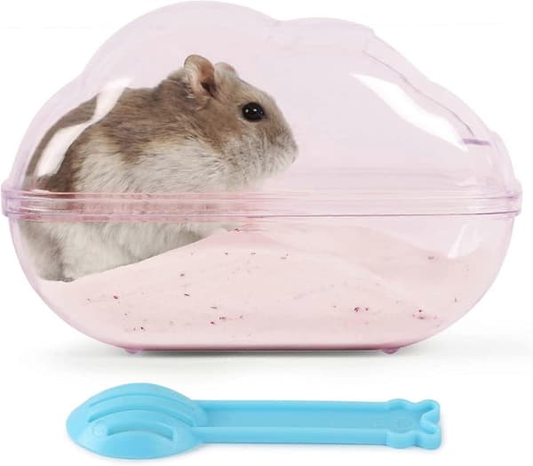 Large Hamster Sand Bath Container Transparent Cloud Hamster Bathroom with Scoop Set for Small Pet Cage