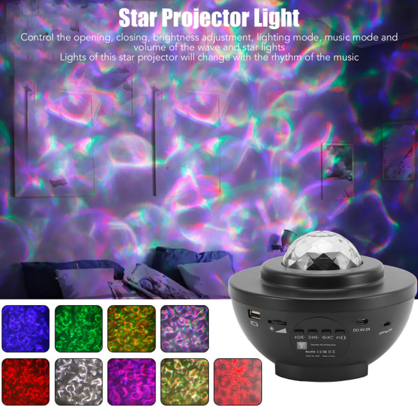 LED Galaxy Starry Night Light Projector Ocean Star Sky Party Baby lastenhuoneen lamppu White