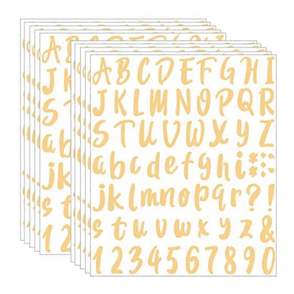 10 ark vinylbokstäver och sifferkit, bokstavsdekaler (guld)