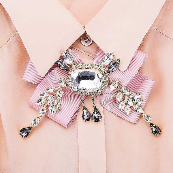 Strass Roset Broche Færdigbundet Brochenål Rosa