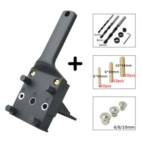 41 pcs Woodworking Dowel Jig Kit with 6/8/10mm Centering Jig Gray
