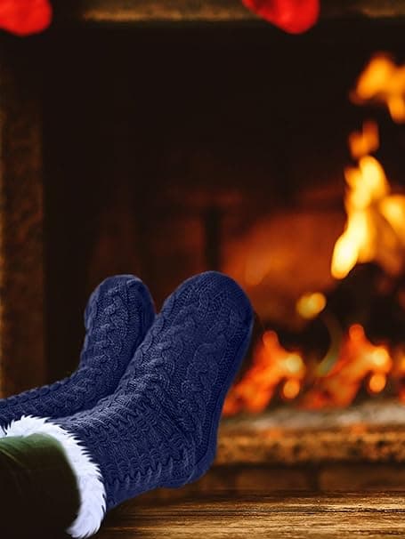 2 par damestrømper, varme, bløde, julestrømper, skridsikre fleece strømper