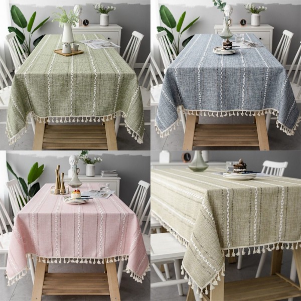 Rektangulær duk i bomulls-lin stoff, rektangulære duker grå Gray 90x90cm