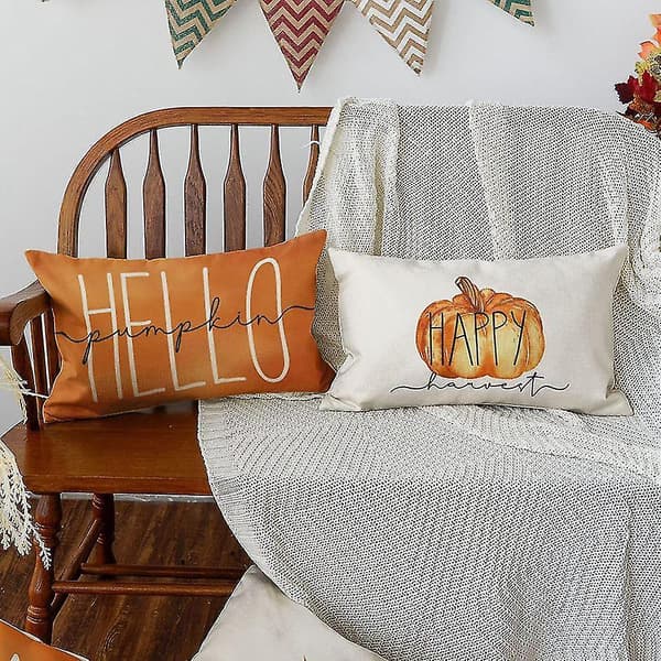 Efterårsdekoration Ahornblad Pudebetræk, 12 X 20 Puder Efterår Thanksgiving Pudebetræk Til Sofa