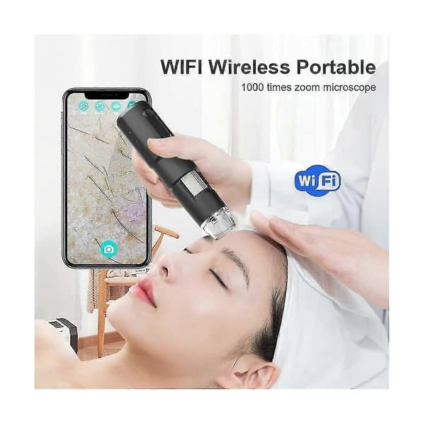Trådløst digitalt mikroskop kompatibelt med bærbar computer Windows mobiltelefon (sort)