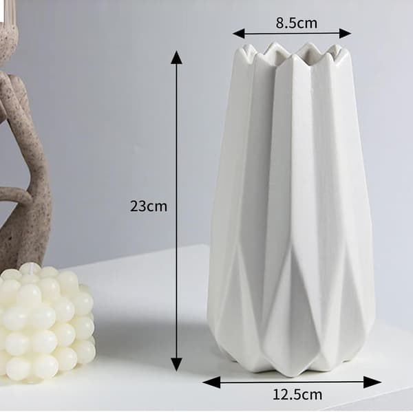 Ceramic Vase Pampas Vase Handmade Geometric White Gold