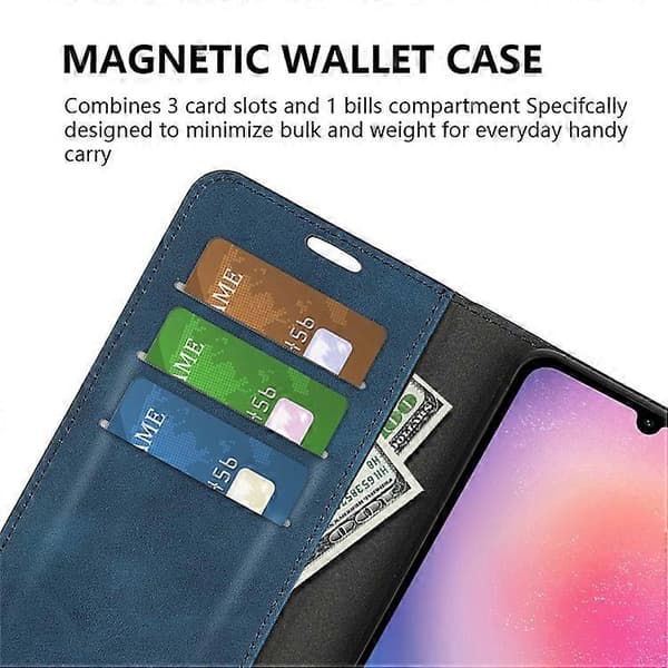Compatible Case for Samsung Galaxy A16 5G / A16 4G - Faux Leather Wallet Case (Blue)