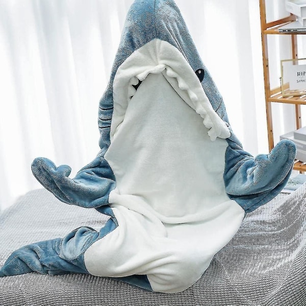 Shark Blanket Hoodie Vuxen - Shark Onesie Adult Bärbar Filt - Shark Filt Super Soft Mysig Flanell Hoodie Shark Sovsäck