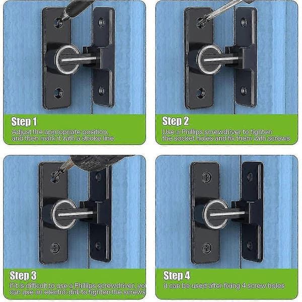 Låsebeslag til stalddør, 90 graders kraftig lås Flip Latch, mat sort, zinklegering