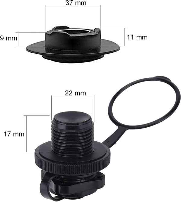Spiralventil for oppblåsing, 5 stk luftventiler ventiladapterplugger, spiralformede oppblåsbare luftplugger for oppblåsbar båt, fiskebåt og madrass