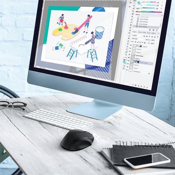 Sort trådløs mus 2400 DPI 6 knapper 2.4G ergonomisk USB til bærbar PC Mac