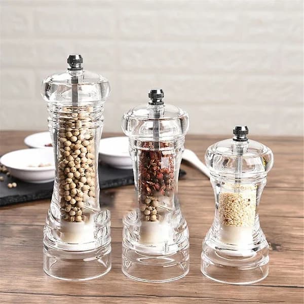 [CA] Pepper Mill - Acrylic Salt and Pepper Grinders Adjustable Coarseness With Ceramic Rotor Kitchen Accessories As Shown