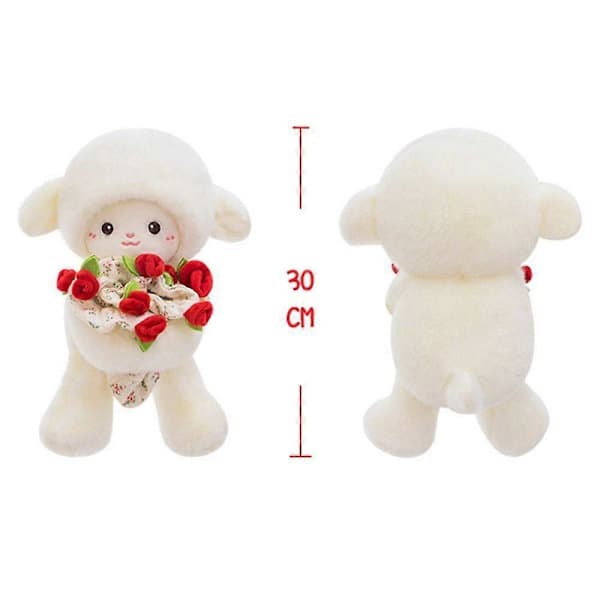 Soft Plush Sheep Doll Anime Rose Hat Plush Toy Creative Magnetic Hugging Lamb Birthday Gift[D] Blue blue