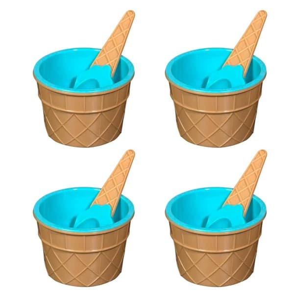4x glasskåle med skeer - blå Blå blue