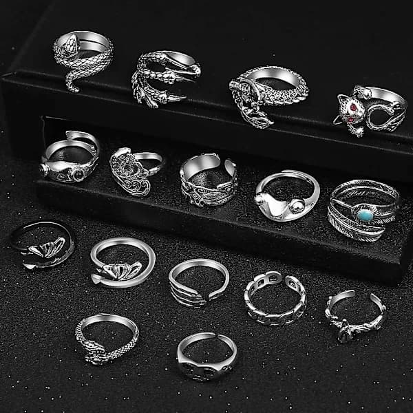 Åbne ringe sæt knoring slangering boho fingerring til kvinder mænd piger