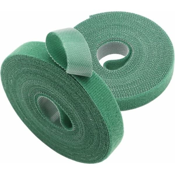 Grønne 2 ruller gjenbrukbare nylon borrelåsbånd for hageplanter, for