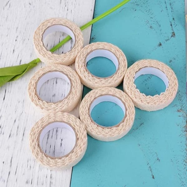 6 stk 30 m selvklebende bomullsstoff blondebånd beige 2 cm