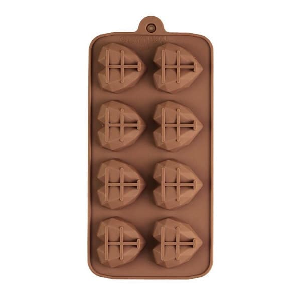 Silicone Mold for Baking - 8 Hearts Brown
