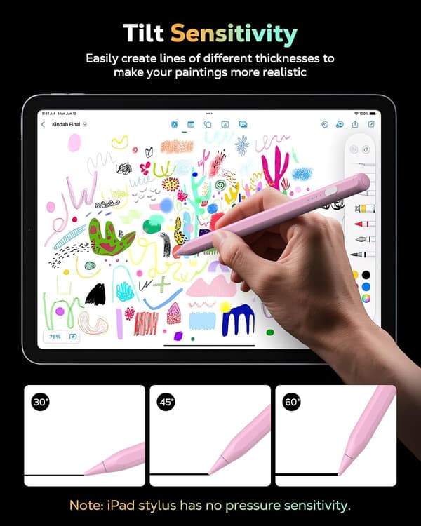Stylus Penna för iPad (A16) 11:e Gen, 10:e Gen, 9/8/7/6, Mini 7/6/5, Air M3/M2 11\"/13\", 2018-2025, 4 Extra Spetsar