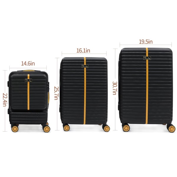Resväska, 3 delar, hård skalvagn resväska set, expanderbara, hållbara handbagageset med TSA-lås och 4 hjul 20/24/28 tum
