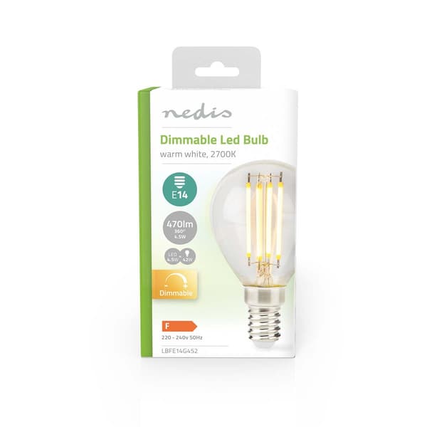 LED-lampa E14 G45 4,5 W 470 lm 2700 K Dimbar Varmvit Retrostil 1 st