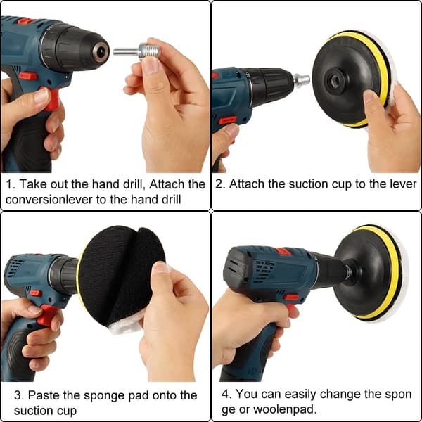 6 inch Wool Polishing Kit 5 Pieces with Hook and Loop Fastener for Car Detailing