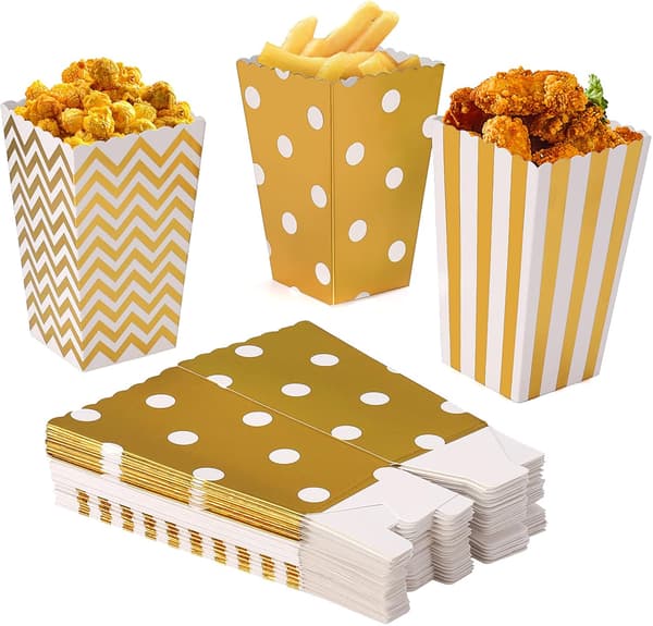 Guld - Popcornboks 120 popcornbokse papirpose fødselsdagsfest (s