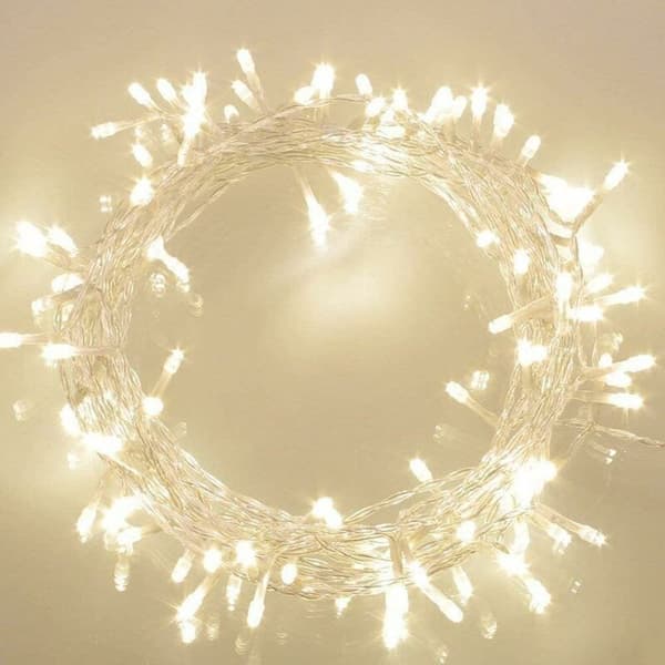 100 LED-lyslenke med varmhvit timer (8 moduser, 11 m, IP65 vanntett) Utendørsbelysning THD02, 1-pakning