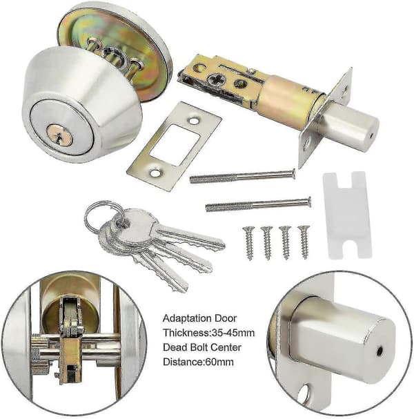 Cylinder D101 Deadbolt Dørlås Satin Nikkel
