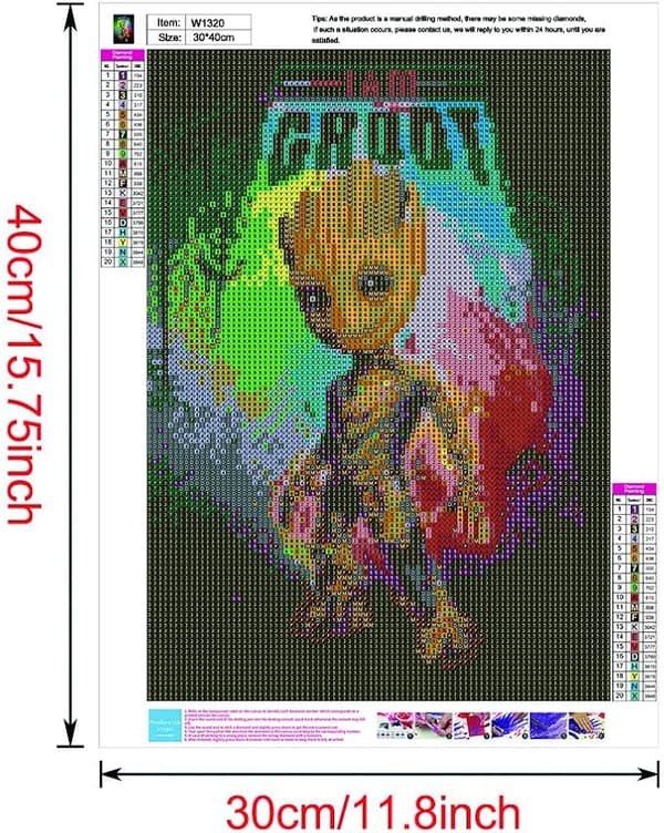Fuld diamantmaling, WOWDECOR Alien Groot diamantmaling DIY 5D mosaikmaling korssting efter nummer 30*40cm uden ramme