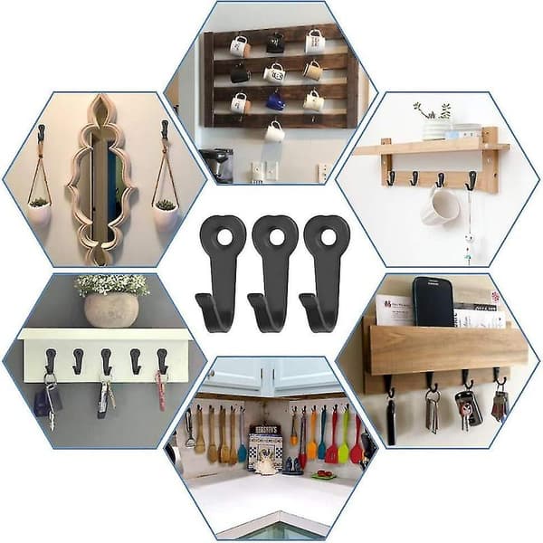 10 Pcs Clothes Hook, Single Hanger with 10 Screws Stainless Wall Mounted Hooks Retro Single Coat Rack SXQ