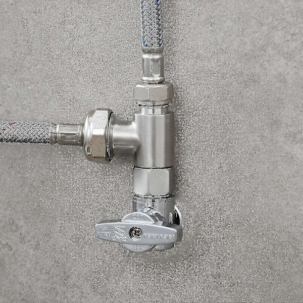 3-vejs 3/8\" og 1/2\" Adapter T-kobling - Rustfrit Stål Rør T-forbindelse, Børstet Nikkel